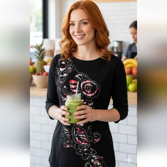 Laura Ashley Black Razor cut T-shirt Fairy Grunge Wmns 2X - Picture 9 of 9